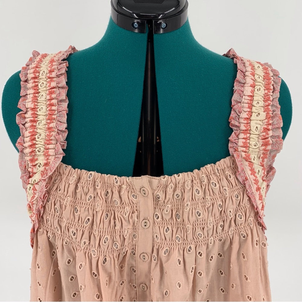 House of Harlow 1960 NWT Rose Pink Eyelet Lace Boho Style Sleeveless Top, Medium - Picture 4 of 16